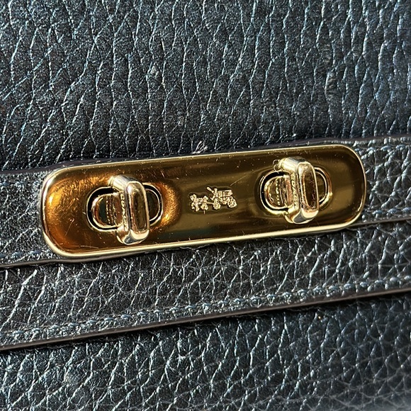COACH Metallic Blue Cowhide Swagger Wallet - Picture 5 of 16